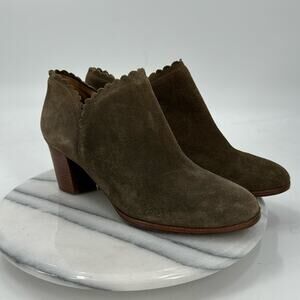 Jack Rogers Marianne Scalloped Green suede ankle boots
